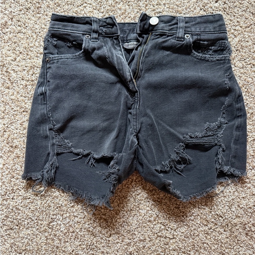 American Eagle Outfitters Black Distressed Jean Shorts